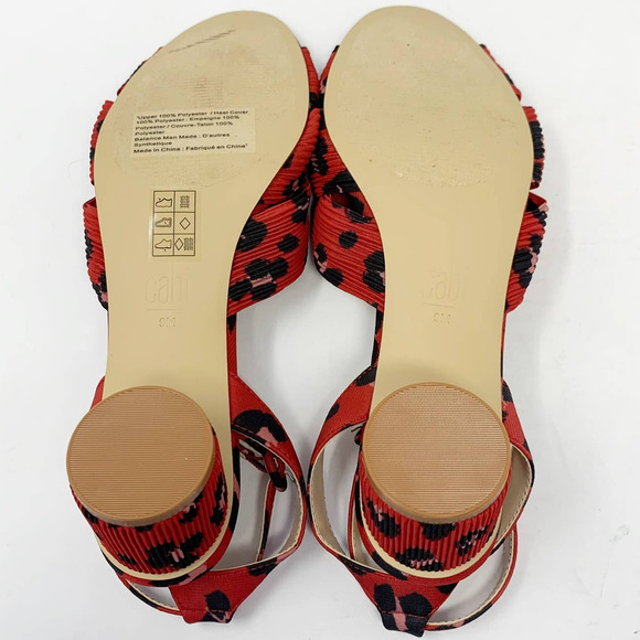 CAbi Red Leopard Print Siren Block Heel Sandals 9 - Picture 5 of 10